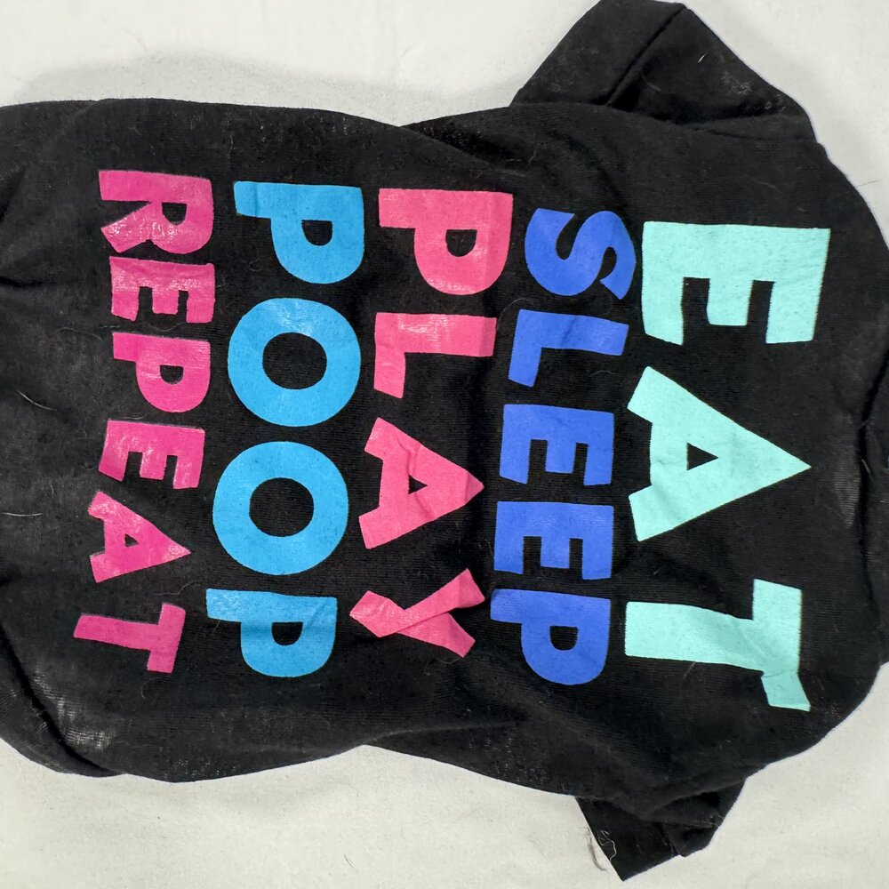 Eat Sleep Play Poop Repeat Black Dog T-Shirt Size M Funny Pet Tee